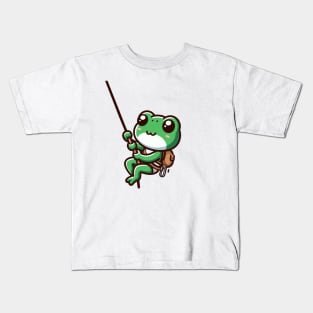 Cute Green frog Abseiling Kids T-Shirt